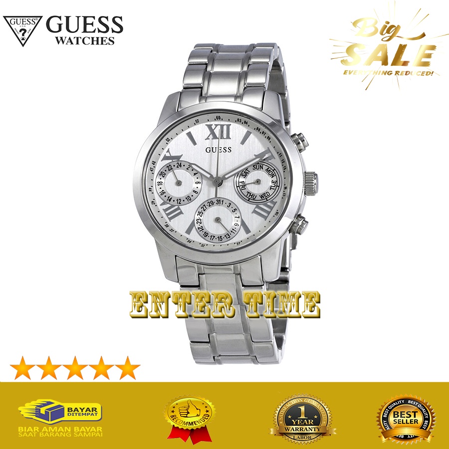 MEGA SALE  JAM TANGAN WANITA IMPORT TERBARU MERK GUESS W0448L1 STAINLESS STEEL JAM TANGAN WANITA TER