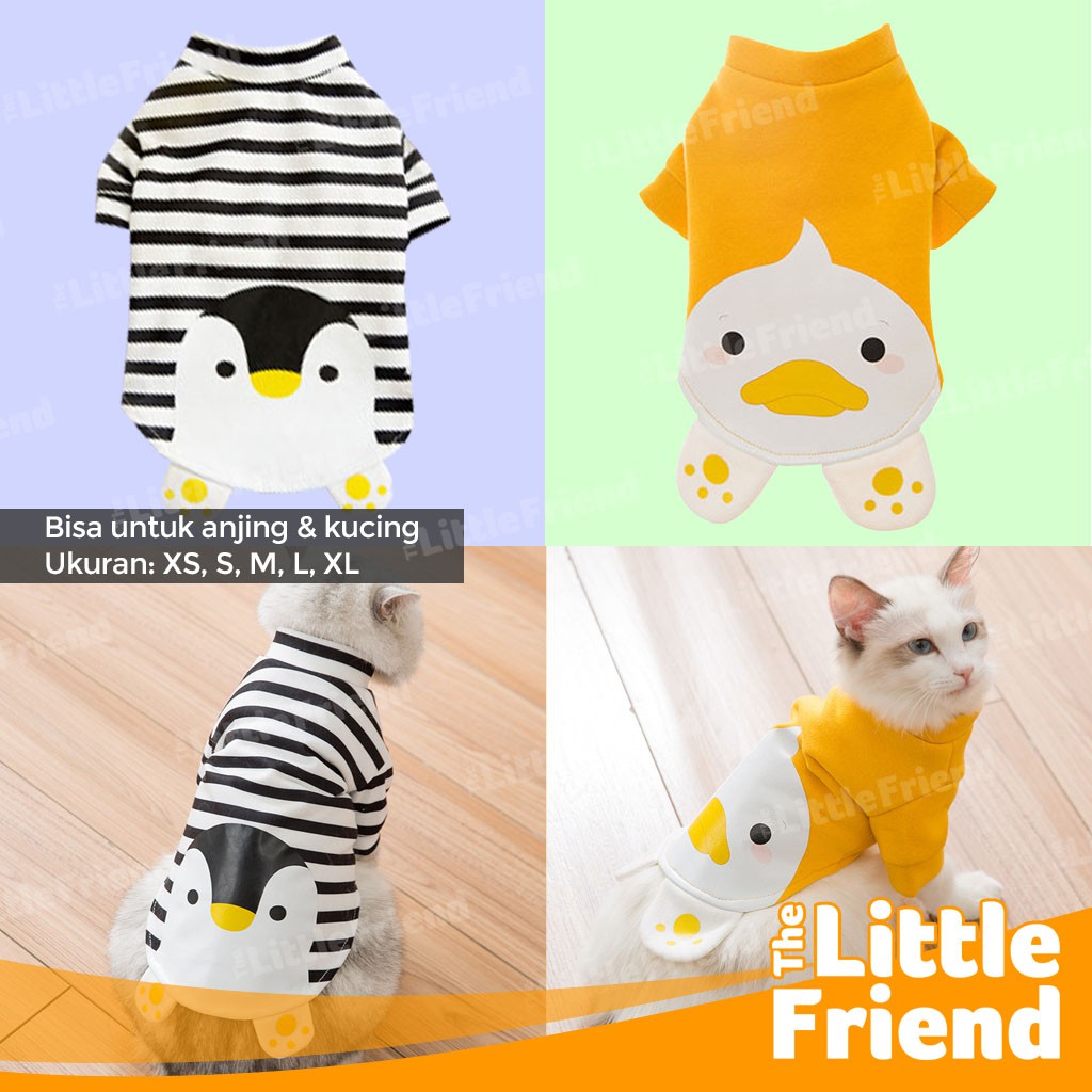 Baju Sweater Kaos Puppy Anjing Kucing Bergambar Pinguin Duck Bebek