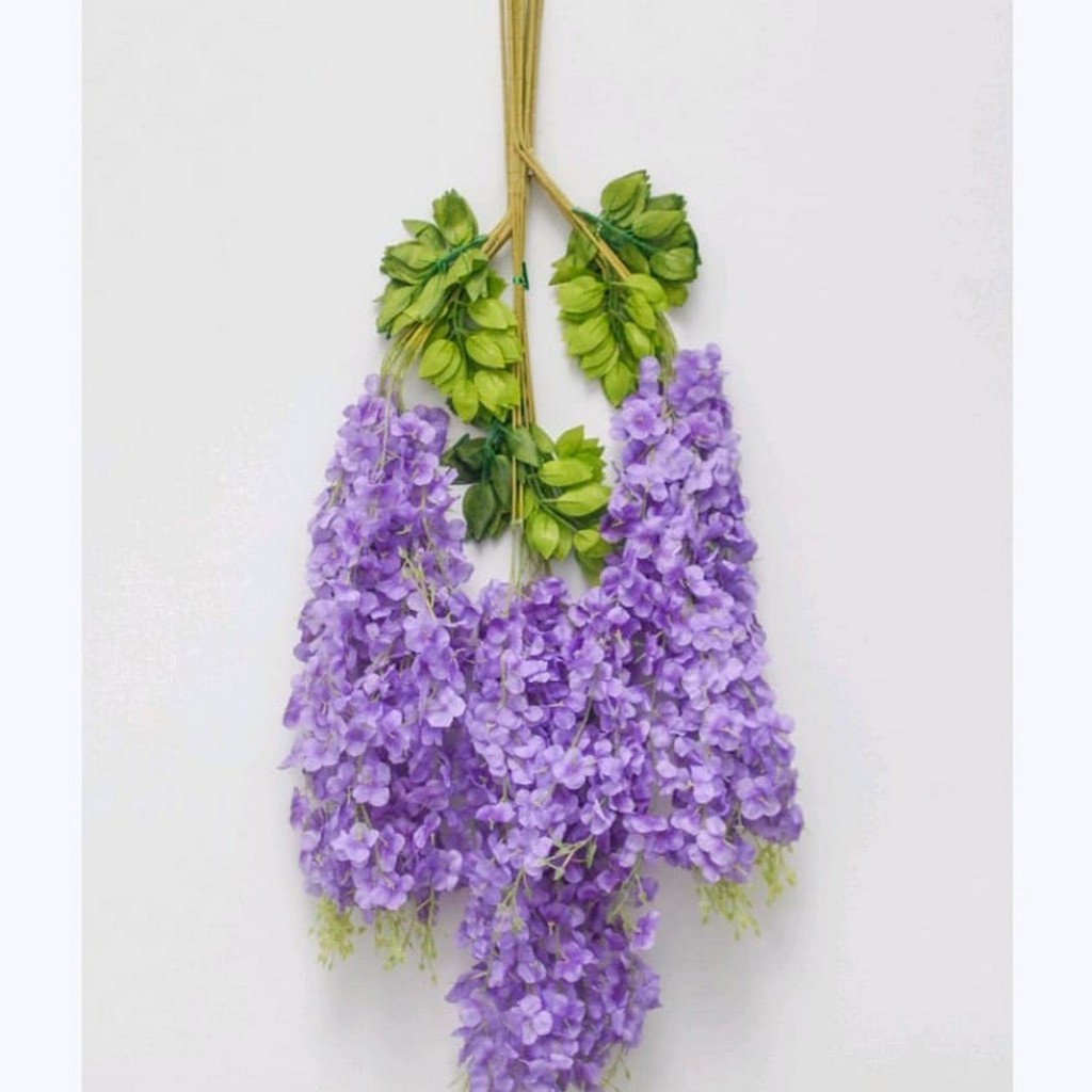 Bunga Wisteria Dekorasi/Bunga Westeria Jumbo/Bunga Juntai Dekorasi Pelaminan/Bunga Plastik-Ungu