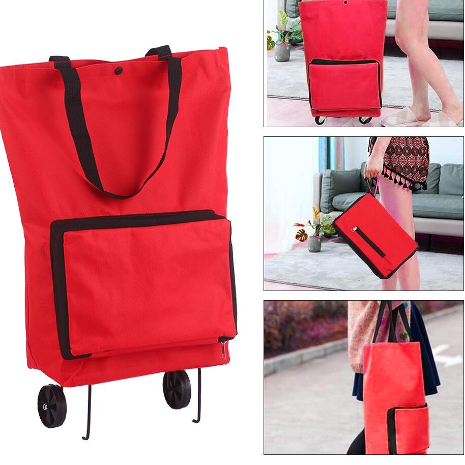 Terbaru.. Tas Belanja Lipat Roda / Tas Troli Belanja Lipat Serbaguna