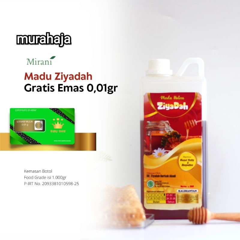 

madu ziyadah 1 kg asli 100% - gratis emas 0,01gr tanpa minimal pembelian