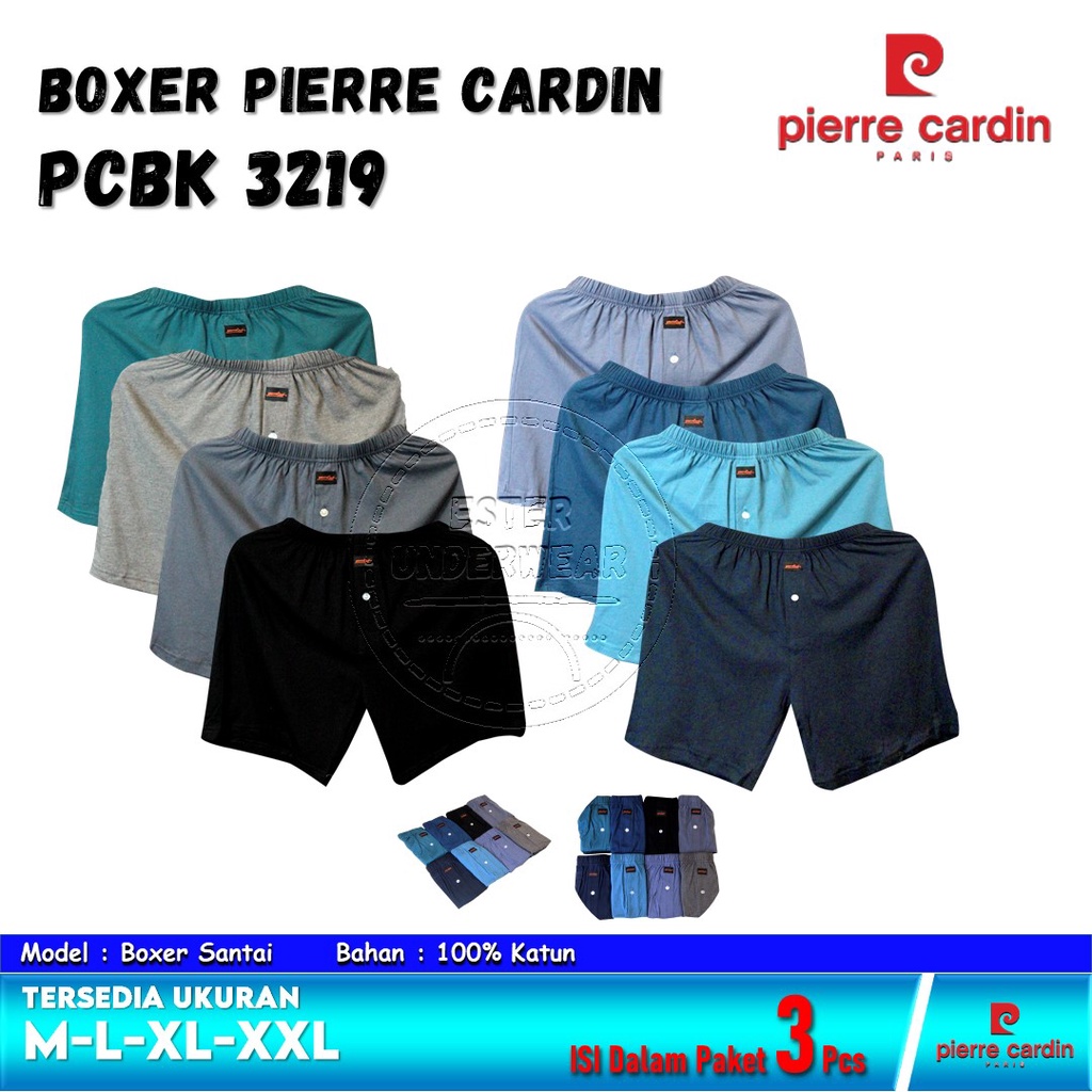 Celana Boxer Pria Longgar Pierre Cardin PCBK 3219 1 Paket ISI-3 PCS