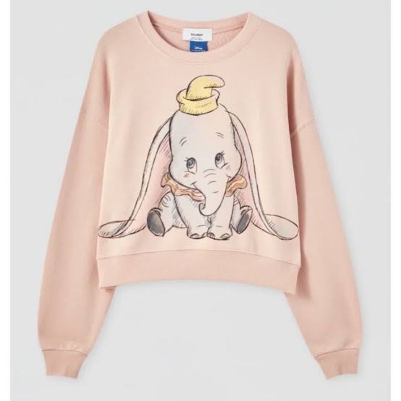 Sweater Crewnek Zara Dumbo Gajah Sweater wanita Zara Disney Atasan Wanita