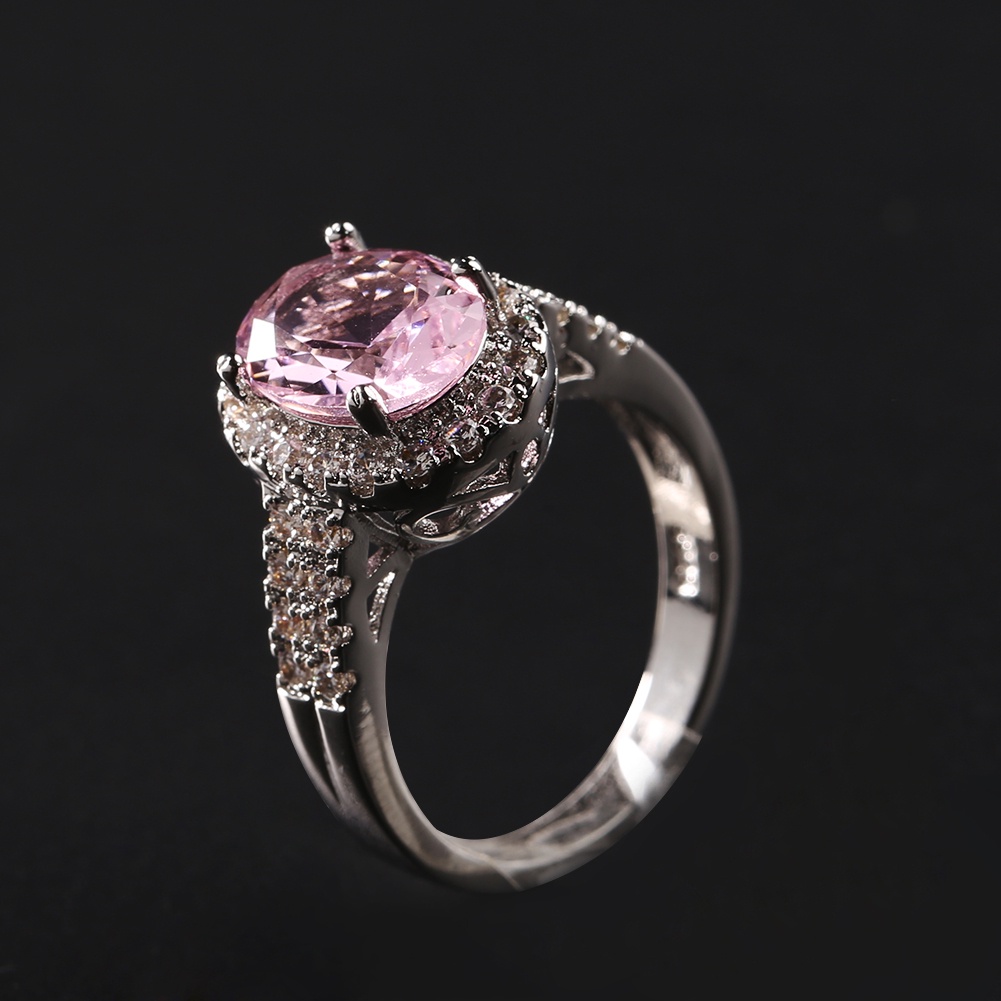 Hu Hu Hu Hu Hu Alat Bantu Pasang Kacamata♡ Cincin Kawin / Tunangan Cubic Zirconia Oval Hias Berlian Imitasi Untuk Wanita