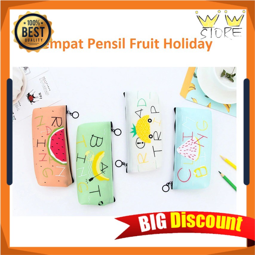 

D72 TEMPAT KOTAK PENSIL FRUIT HOLIDAY PENCIL CASE TAS PENYIMPANAN MAKE UP KOSMETIK KOREA MURAH LUCU