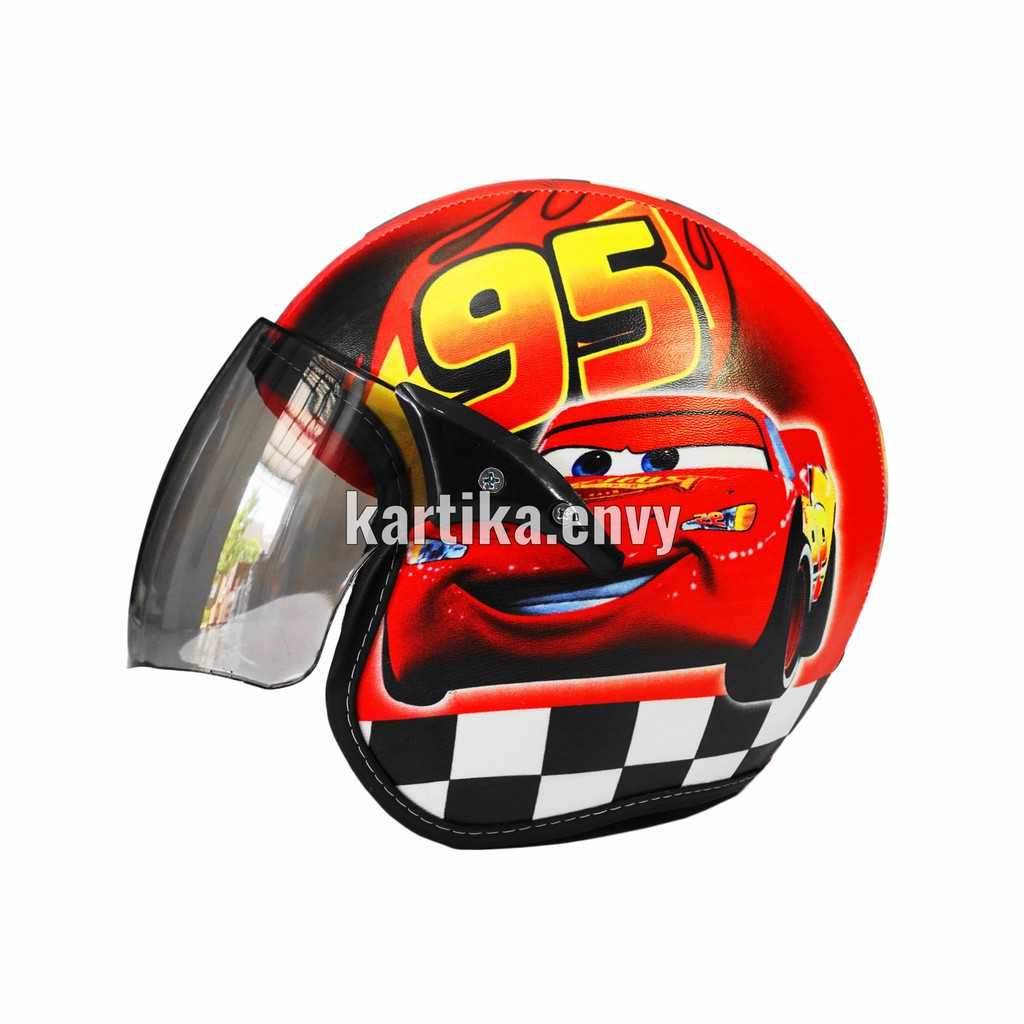 Helm Anak Laki Standart Kaca Halfface Karakter Cars