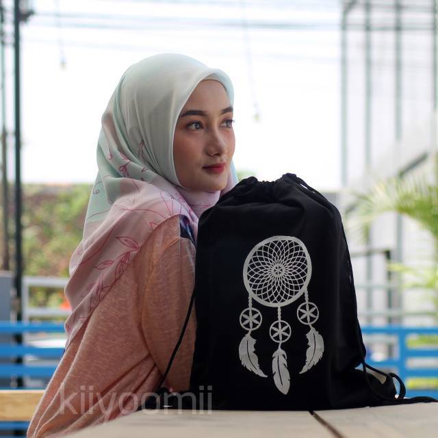 STRING BAG TAS RANSEL SERUT SABLON DREAM CATCHER |bahan drill halus || Kiiyoomii ||