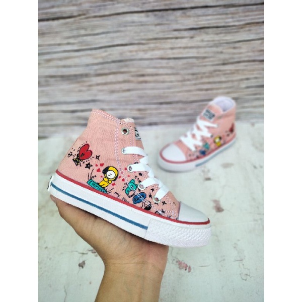 SEPATU CONVERSE ANAK BT21 PINK PREMIUM HIGH QUALITY SEPATU CONVERSE ANAK PEREMPUAN