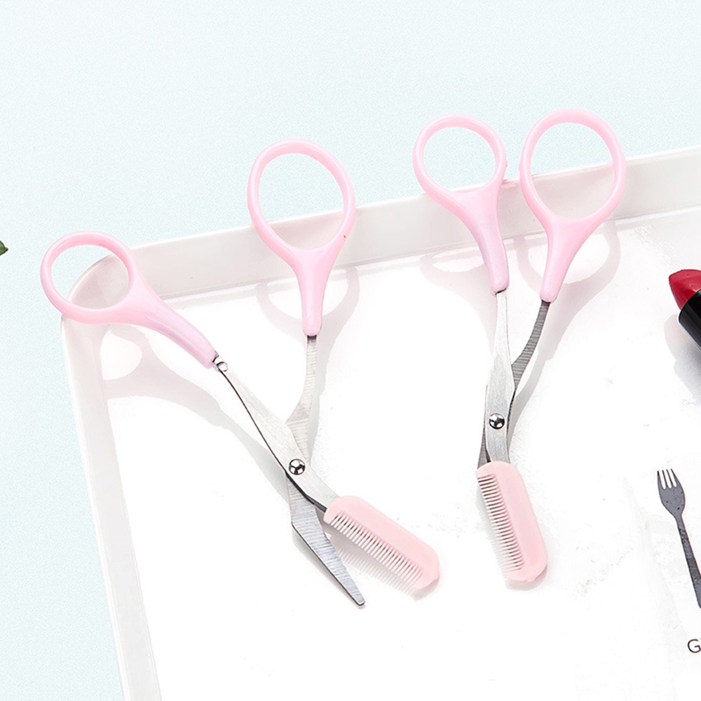 Gunting Sisir Pemangkas Alis Warna Pink Gaya Korea Untuk Alat Makeup