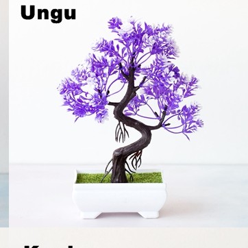 BG / COD / Ornamen Tanaman Pohon Bonsai Flower Pot Vas Bunga plastik Buatan Hias Dekorasi / PBP04-UNGU