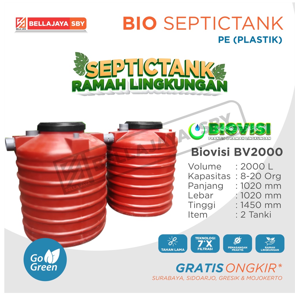 Septic Tank Bio PE BIOVISI BV2000 2000 LITER (8-20 ORANG) NOTA