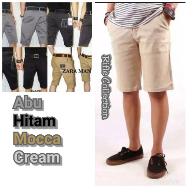 Celana Pendek Pria Chino Bahan Katun Melar Size 27-38