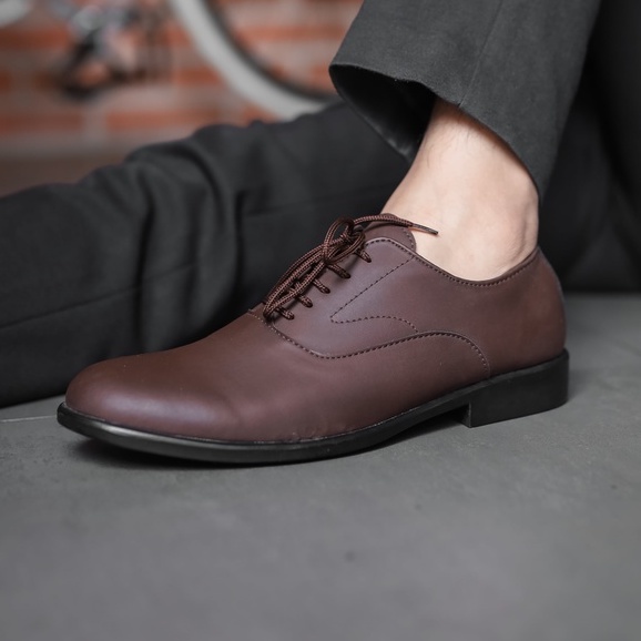 Oxford Brown | Sepatu Pantofel Formal Kasual Kerja Kuliah Pria/Cowok/Men Lokal Laces | FORIND Worka