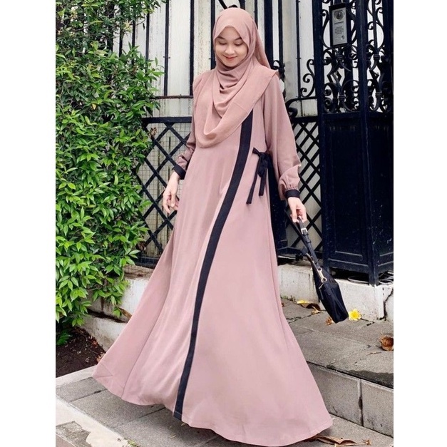 Sita gamis simple/Gamis casual kombinasi 2 warna
