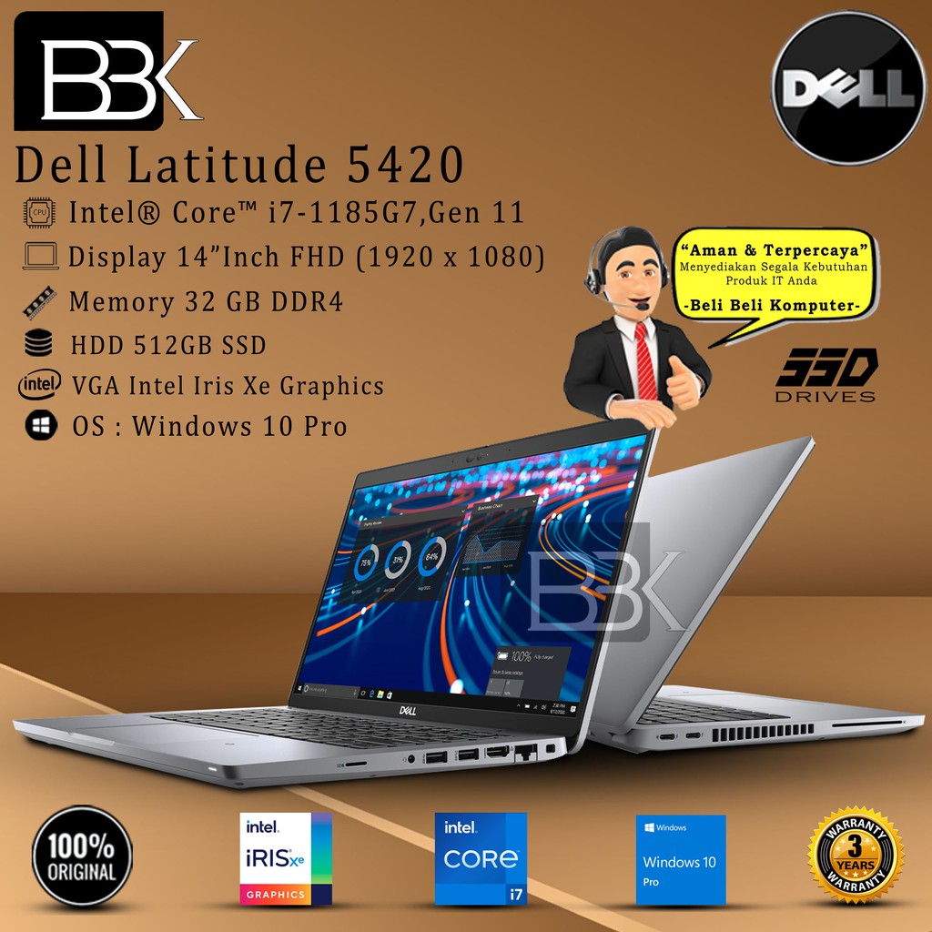 DELL Latitude 5420 14" Core i7-1185G7 32GB 512GB SSD W10PRO 3 Year