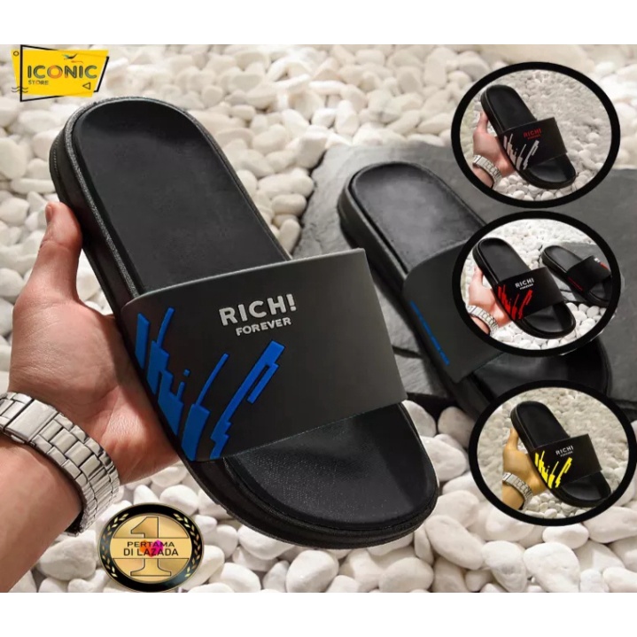 Sandal Pria Slide Sandal Slip On pria Kekinian Nyaman Untuk Sehari-hari