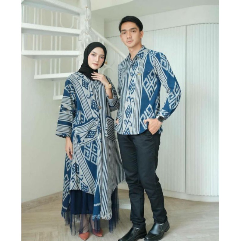 Set Couple Tenun - Set Couple Kondangan - Dress Tenun - Kemeja Tenun - Set Couple Tenun Ethnik Coupl