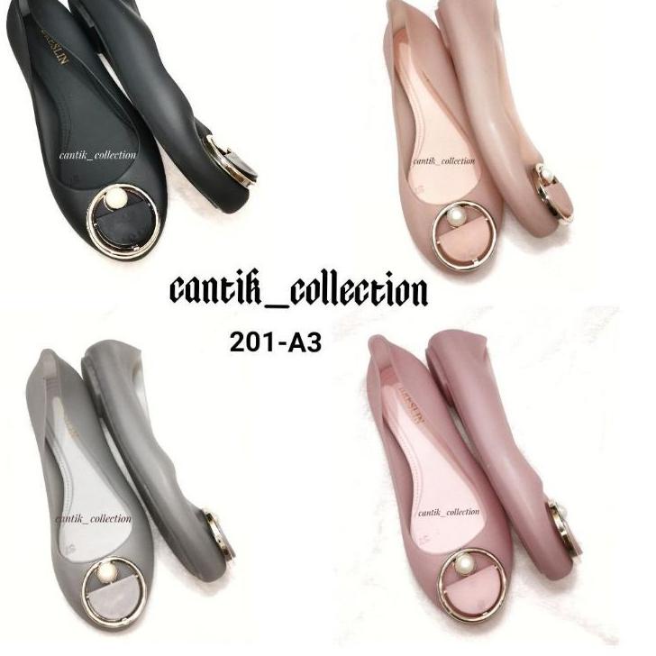 Sepatu Jelly Wanita Breslin Flat Shoes Ring & Pita 201 - Sepatu Karet Jelly Wanita Flat Shoes 201-A3