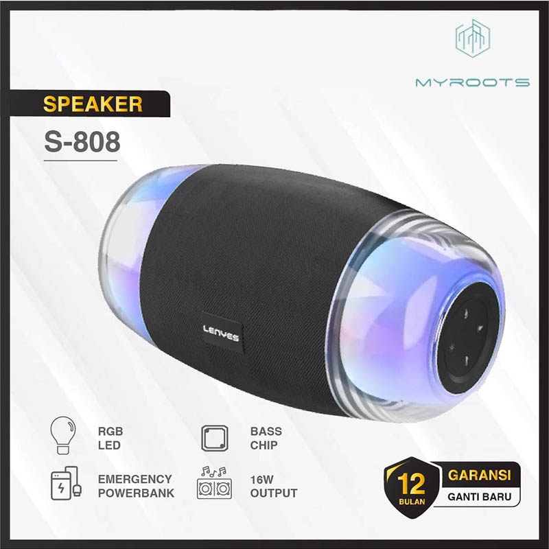 MYROOTS X LENYES Wireless Bluetooth Hifi Portable Speaker Stereo Lenyes S808 RGB led Waterproof Ipx6