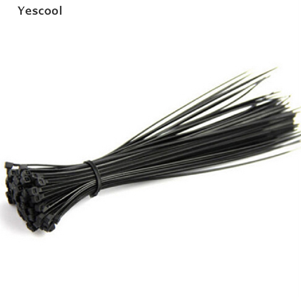 Yescool 100pcs Kabel Ties Bahan Plastik Nilon 10cm Warna Hitam