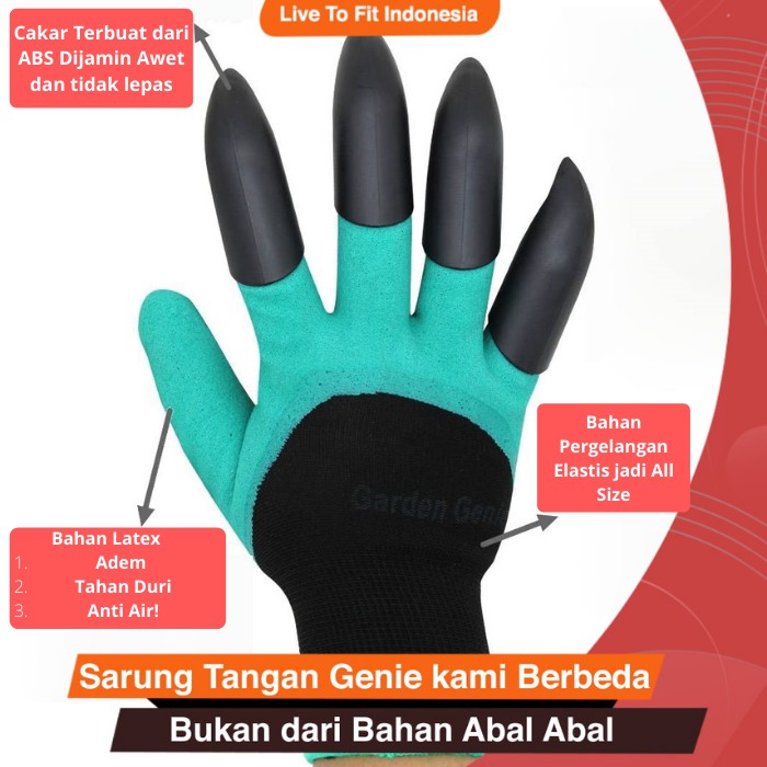 Garden Genie Gloves Sarung Tangan Peralatan Kebun Taman Cakar