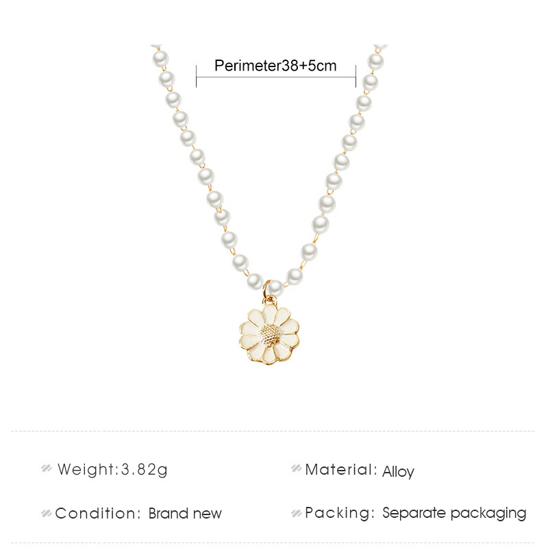 White small daisy imitation pearl cute lady clavicle chain necklace Korean fashion jewelry best gift for girlfriend and mother factory wholesale