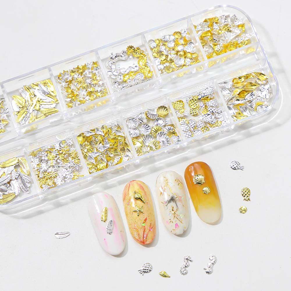 Needway 3D Stiker Kuku Set Sparkly Aurora Kupu-Kupu Bulu Shell Kuku Rhinestones Jantung Kuku Payet DIY Dekorasi Kuku