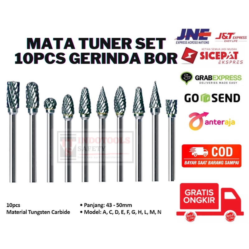 MATA TUNER 1 SET 10pcs GERINDA BOR METAL KOREK MOTOR 3mm MATA GRINDER