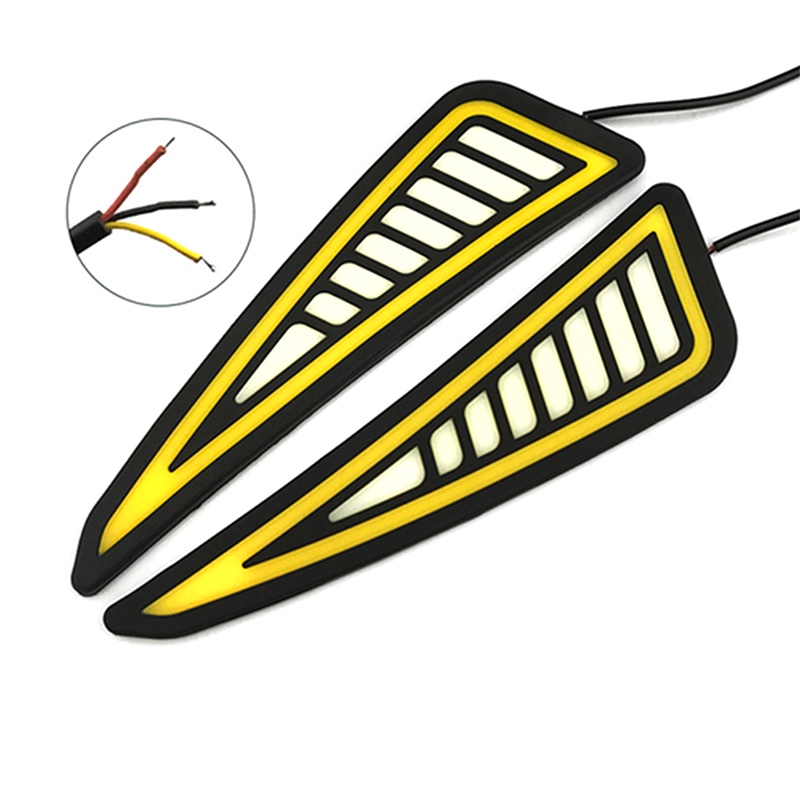 {LUCKID}Car LED Bumper Strip COB Daytime Running Light Yellow Turn Signal DayLight DRL