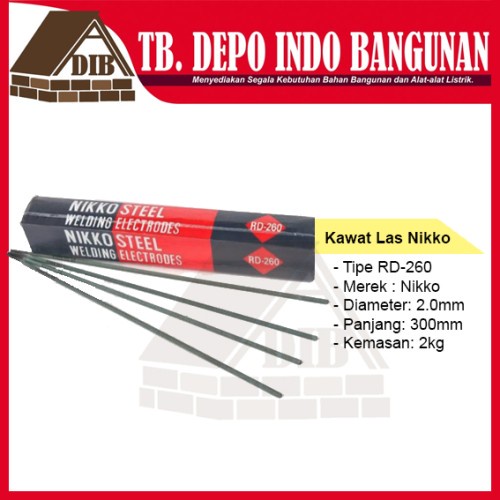 KAWAT LAS 2.0 NIKKO RD 260 UKURAN 2,0 MM X 300MM ELEKTRODA (2KG) STEEL