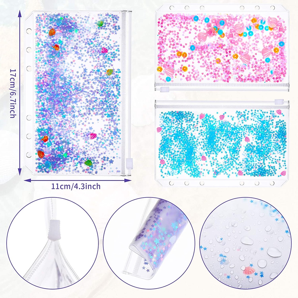 A6 Binder and 9 Glitter Envelopes, Budget Binder with Cash Envelope for Budgeting