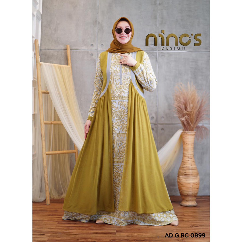 ADGRC 899 by Ninos Design Dress Gamis SImple Elegan Pesta Motif Mix Polos Babydoll Busui ORIGINAL