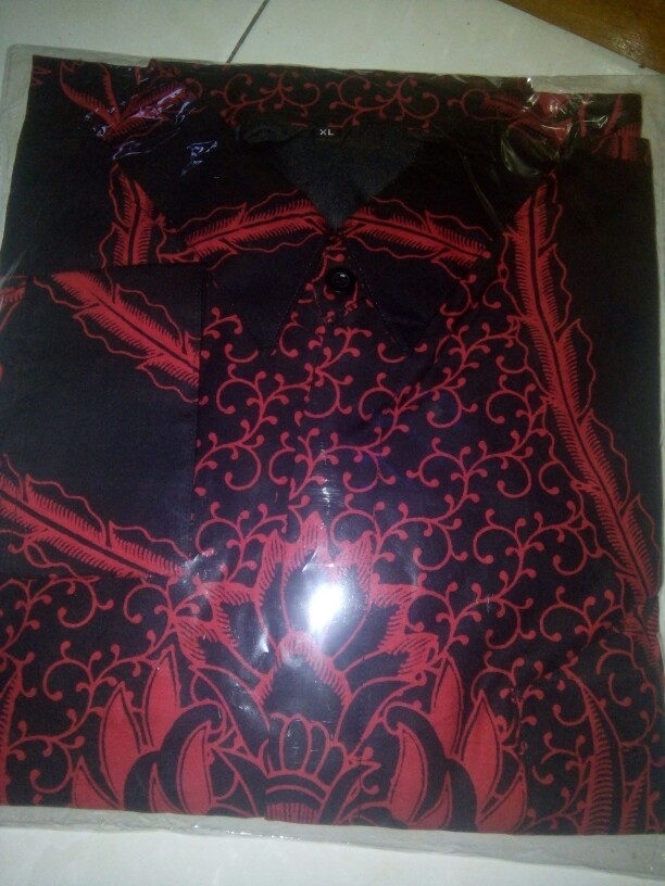 Kartiko Wijoyo Merah Kemeja Batik Pria Katun Sragenan Full Furing