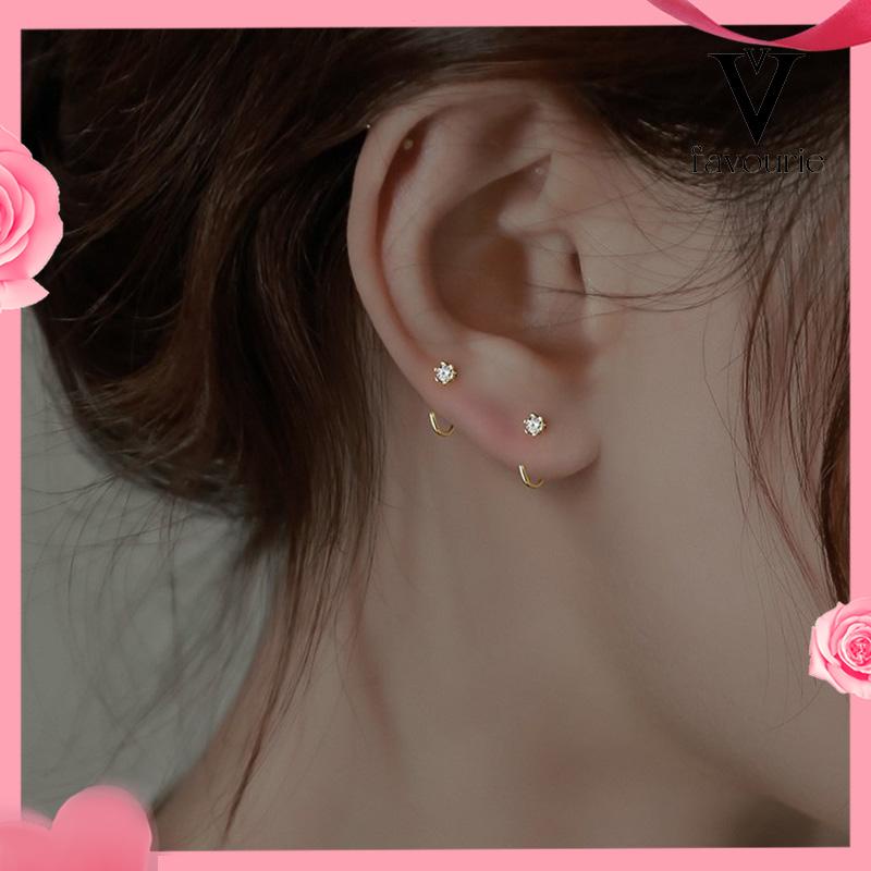 [COD]Anting Zirkon Temperamen Fashion Wanita Tidur Gratis Melepas Anting-Anting Trendi Yang Indah-FA