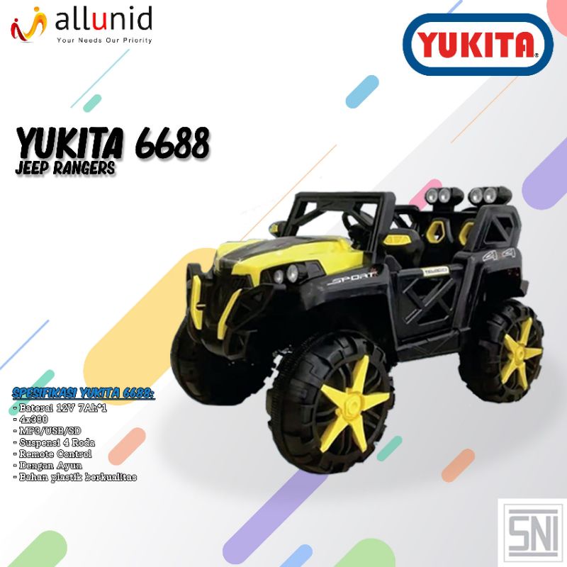 MOBIL AKI YUKITA 6688 JEEP RAFT AKI 12 VOLT - MAINAN MOBILAN AKI ANAK - MAINAN AKI