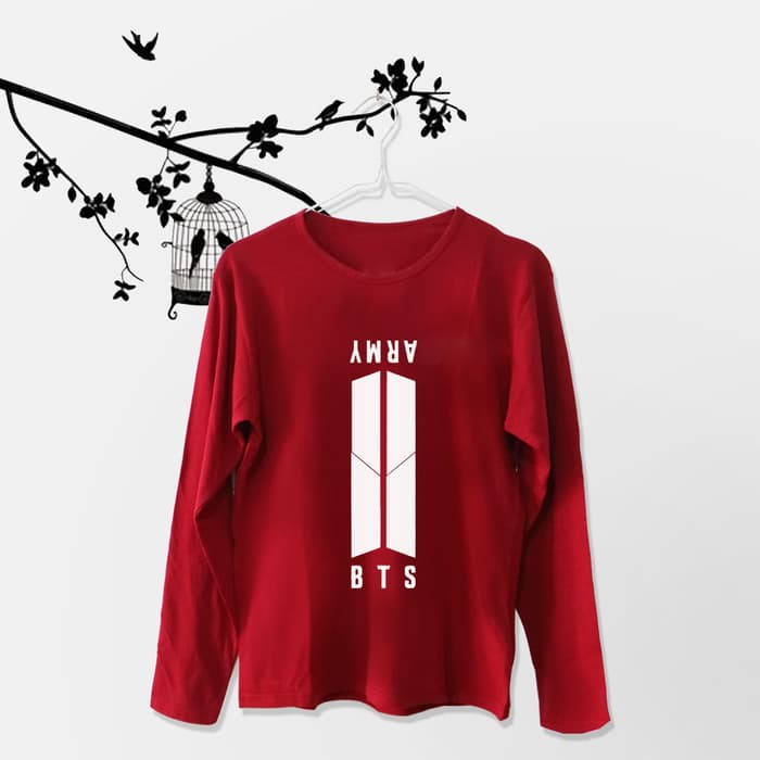 Tumblr Tee / T-Shirt / Kaos Wanita Lengan Panjang Bts Army Maroon