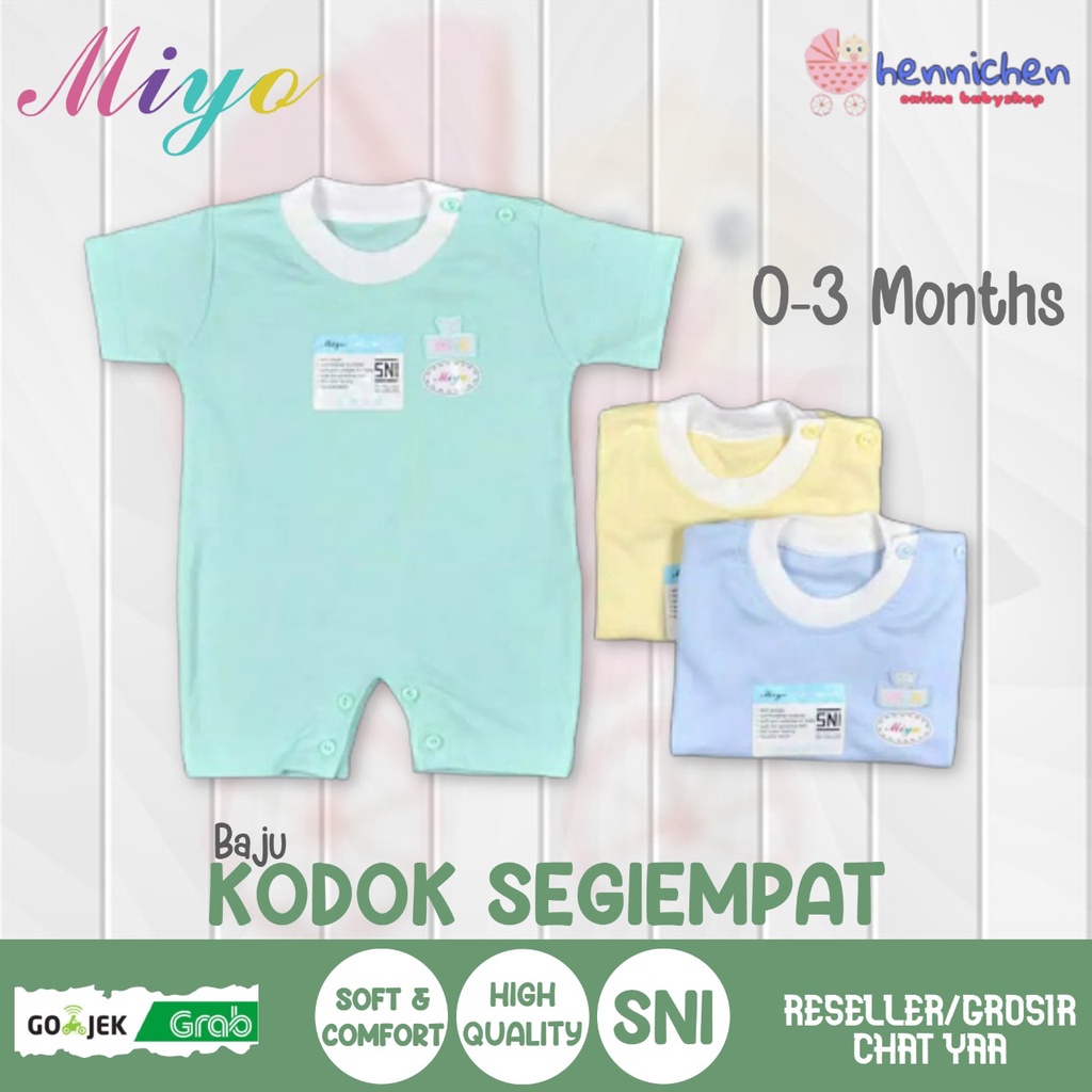 MIYO by libby Baju Kodok Segiempat / Romper Bayi/Baby Warna Newborn (0-3M) SNI