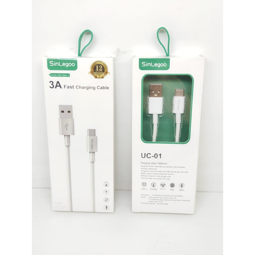 SINLEGOO UC-01 Data Cable USB Type-C 3A Kabel Casan Fast Charging GARANSI 1 TAHUN