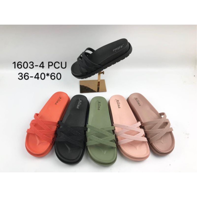 sandal alina 1603-4 dobel silang - sandal slop wanita