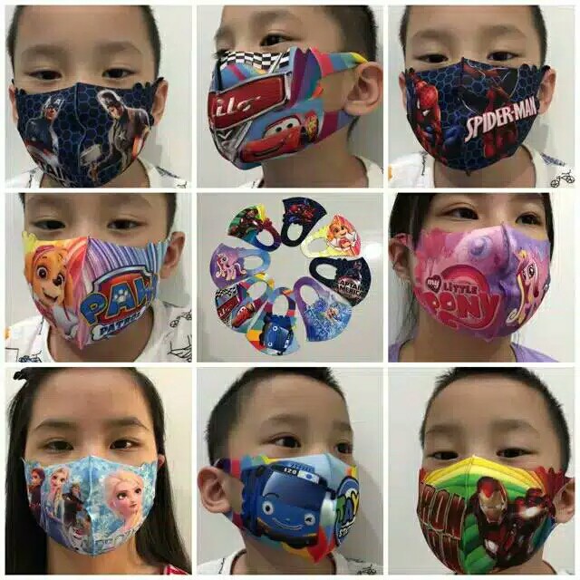 Masker Anak Scuba Printing Motif Lucu/ Masker Anak Motif