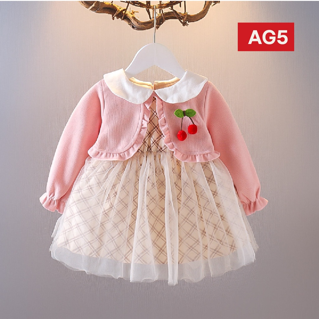 LAPAGO - Dress Gaun Anak Bayi Perempuan Import Motif Elegan Cantik 2022 usia 6 bulan - 3 Thn Type AG