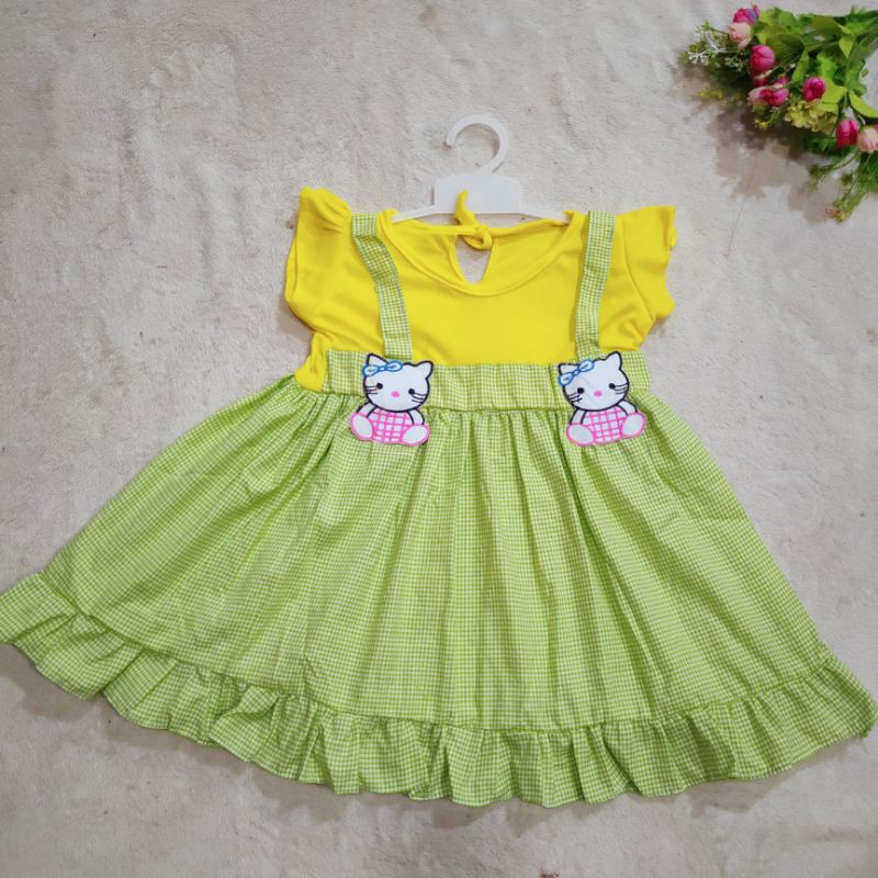 Dress Anak cewek 1 2 tahun hellokitty kembar gaun anak cewek baju anak perempuan ( dress TWIN HK  )