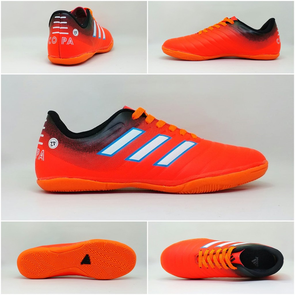 Sepatu Futsal Dewasa Adidas Copa Orange Hitam List Putih