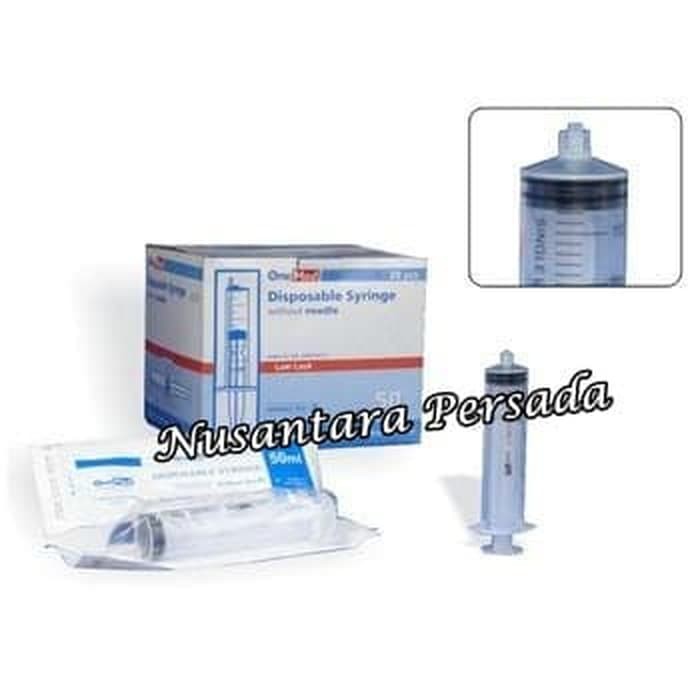 Disposable Syringe 50cc Onemed Luer Lock-LL Lubang Tengah 50ml Box