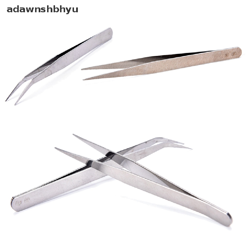 [adawnshbhyu] 2pcs Pinset Siku Lurus Stainless Steel Patchwork Hook Pick-up Alat Makeup