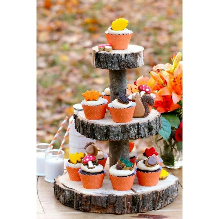 Wood log tinggi 20 cm bahan craft dekorasi cake stand wedding organize