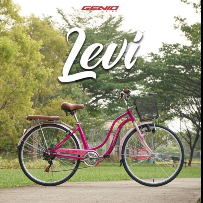 Sepeda Mini Keranjang Dewasa GENIO Urban/City Bike LEVI Ukuran 26 Inch 7 Speed