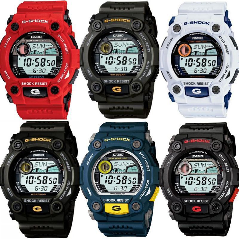 Jam Tangan Pria Casio G-Shock G7900 G-7900 Men Sport Watch Japan Quartz Movement Dual Time Display 200M Water Resistant Shockproof and Waterproof World Time LED Auto Light Sports Wrist Watches