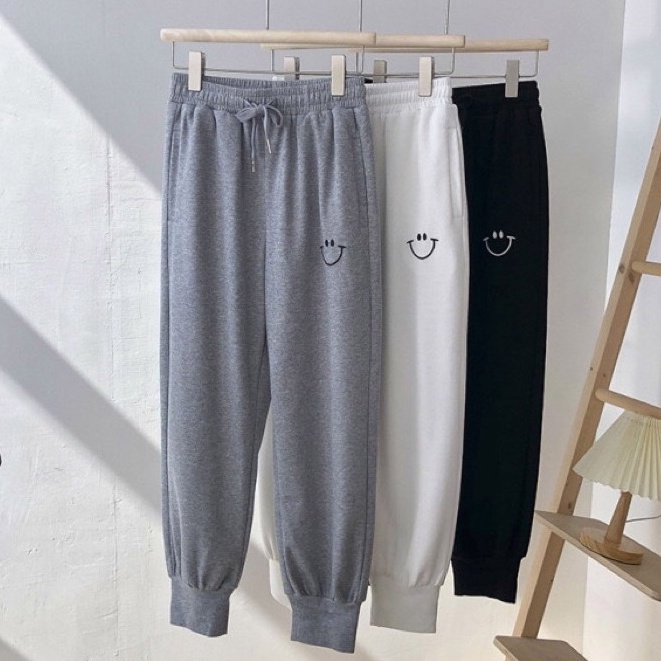 Smile pants - celana panjang wanita - celana jogger wanita - celana bahan wanita - celana olahraga