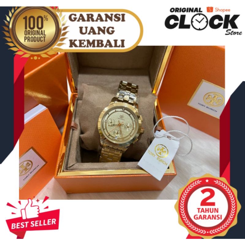 JAM TANGAN PRIA WANITA | RANTAI | KULIT | KARET | MURAH | - pria tory burch ori  full gold TB1000 st
